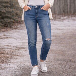 Old Navy Rockstar Mid Rise Skinny Jeans Women Size 6 Distressed Stretch Denim